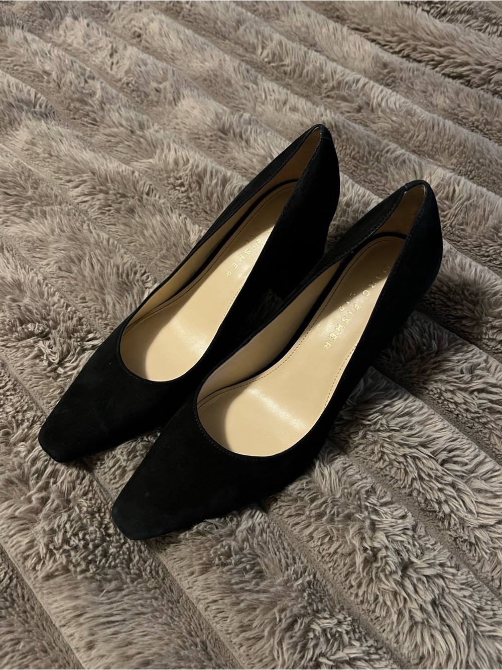 Marc Fisher Black Block Suede Heel Pumps